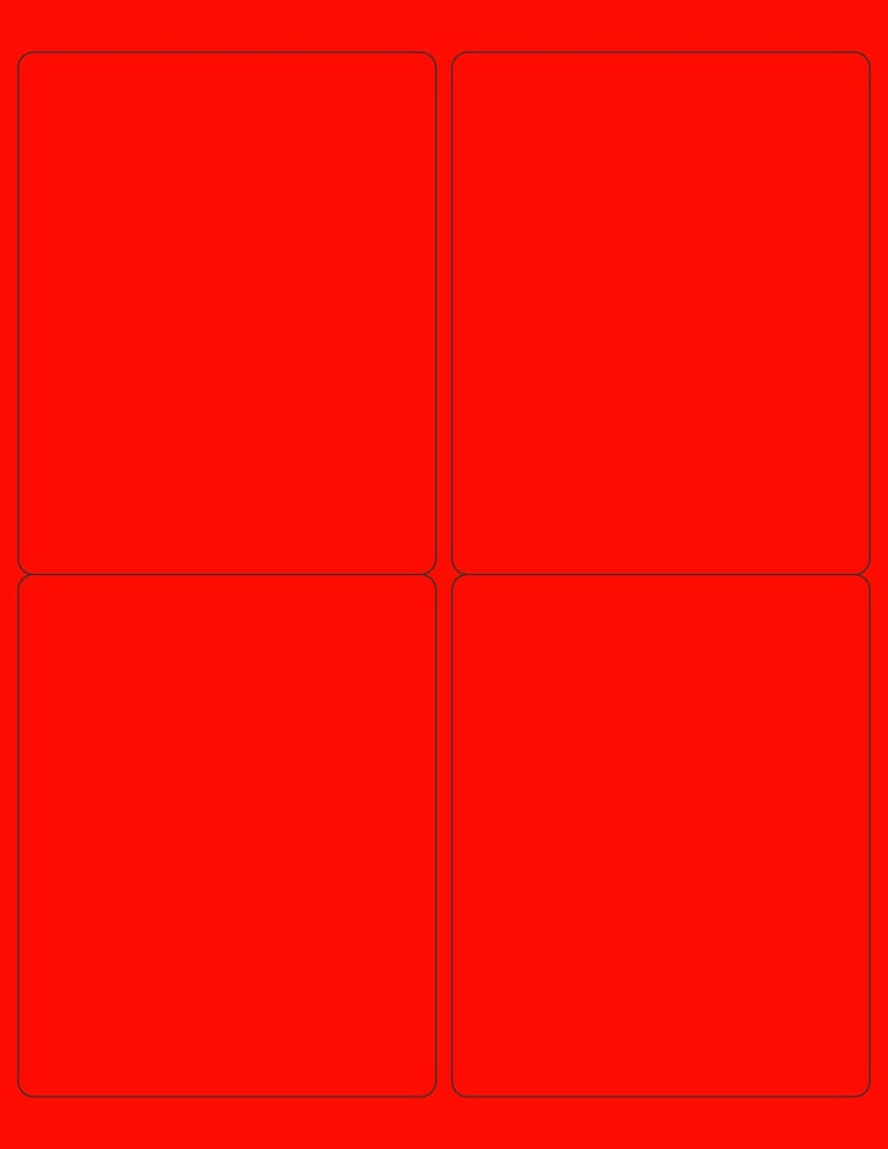 NextDayLabels 8-1/2 x 11" Neon Color High Light Fluorescent Labels for Laser & Inkjet Printer (Red Fluorescent, 4 x 5" - 4 Per Page | 100 Labels) - Image 1